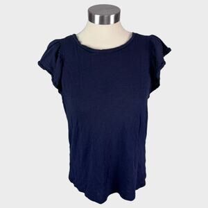 Banana Republic Medium Navy Blue Ruffle Sleeve Shirt
